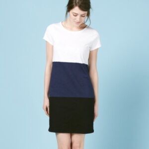 Boden Slub Colorblock Striped Crewneck T-Shirt Dress Long Fit